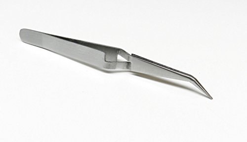 Tweezers Bent Tip Cross Locking 45 Degree Curve Cross Lock 4-1/2" Stainless By Jts #TOP8