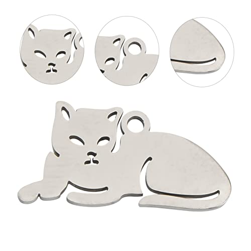 Collbath 10Pcs Diy Accessories Trendy Home Decor Stainless Steel Trim Vintage Decor Metal Animal Charm Cat Shape Pendant Stainless Steel Necklace Charm Home Adorn Stainless Steel Cat Decor #TOP1