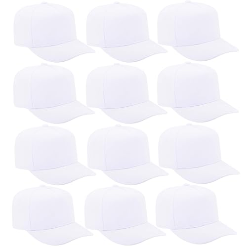 Image of 12 Pack Seamless Baseball Caps Wholesale Bulk - No Center Seam, DIY Friendly, Adjustable Breathable Lightweight for Men Women