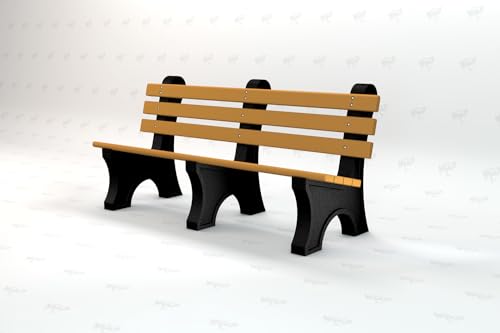 Frog Furnishings Comfort Park Outdoor Bench | Resinwood slates and Powder Coated, Heavy-Duty cast Aluminum Frames | Patio Seating Bench for Front Porch, Backyard and Park- Cedar Slat (4 Feet)