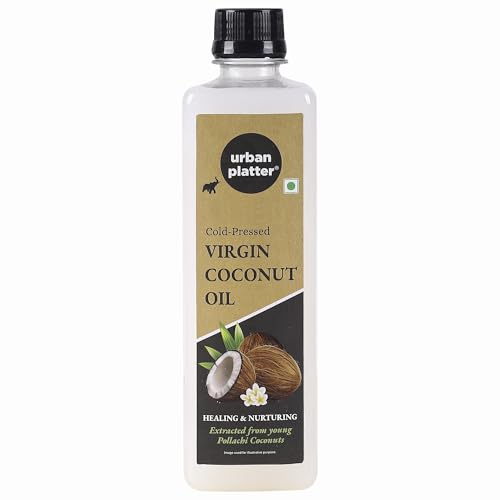 Urban Platter Virgin Coconut Oil | 16.91 Fl Oz (500ml) | Cold-Pressed, Unrefined & Edible | Pure Coconut Oil with Natural Aroma | Ideal for Cooking, Baking, Skin & Hair Care