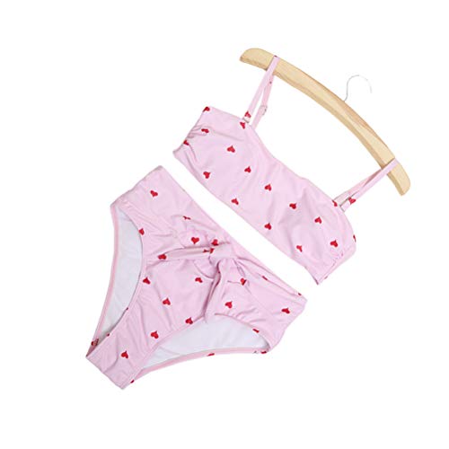 Biquíni feminino sexy push-up roupa de banho duas peças maiô com estampa acolchoada (rosa/G)