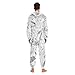 Poeticcity Couples Matching 1 PC Pajama, Unisex Soft Fleece Zip Up Hooded Pjs Jumpsuit Sleepwear Playsuit Lounge-wear(XXL) Watercolor Pink Dolphin Ethnic Tribal Dolphins Dots Black White