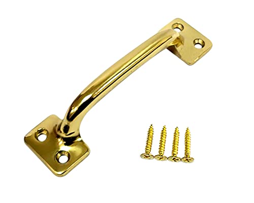 QCAA Soild Sash Brass, 4-7/8", Heavier Lift Pull, Traditional Type,Polish Brass, 1 Pack, Made in Taiwan, Polished Brass, 1pack