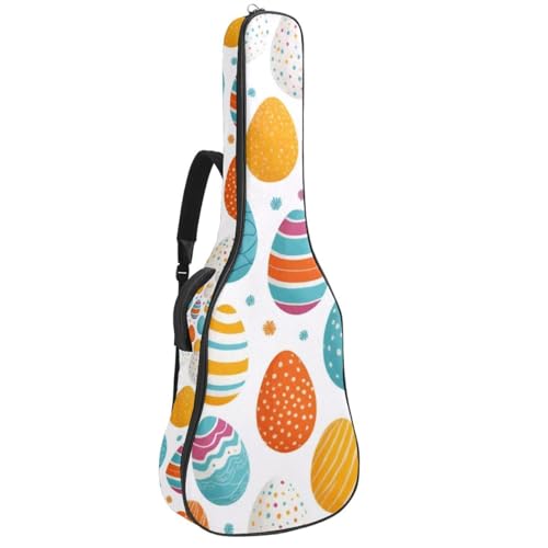 Housse guitare acoustique motif œufs de Pâques imperméable et matelassée