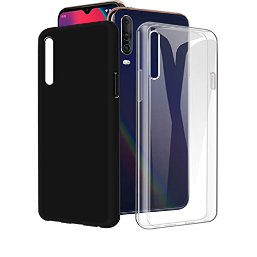 CXKJ pour Wiko View 4 Lite (6.52 Pouce) Transparente Case + Noir Coque,Housse Ultra Fin Silicone...