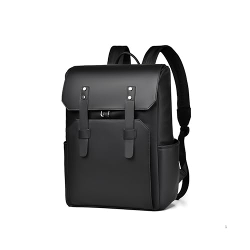 Image of nusrah Travel Backpack for Men Women, Flight Approved Leather Laptop Backpack 15.6, 16 Inch, Water Resistant Anti-Theft Weekender Bag, Casual Daypack Rucksack (Black)