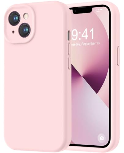 Image of LOVE 3000 Designed for iPhone 13 Case, Premium Silicone with [Camera Protection] [Soft Anti-Scratch Microfiber Lining] Shockproof Protective Phone Case for iPhone 13 Women Men Girls 6.1 inch, Pink Sand