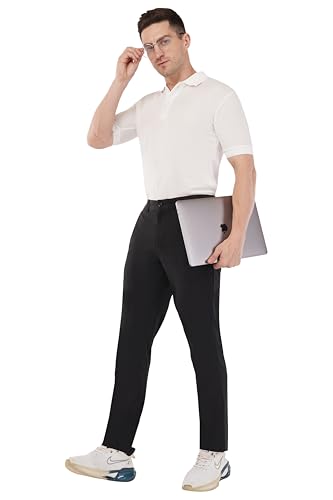 Image of SaintX Men's Premium 4-Way Stretchable Formal Summer Pants | Stylish Slim Fit Multi-Purpose Athleisure Trousers | Business Casual Office /Anytime Wear | Ultra Soft Feather Touch Sunscreen Fabric