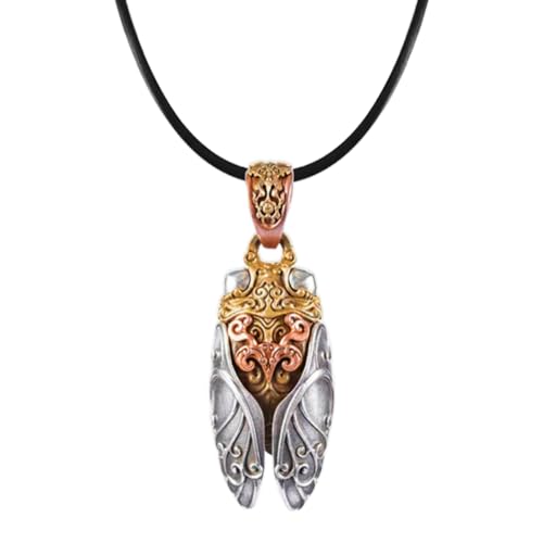 Zyuzles Cicada Necklace Vintage Cicada Pendant Copper Insect Pendants Weird Jewelry Suitable for Men and Women's Holiday Parties