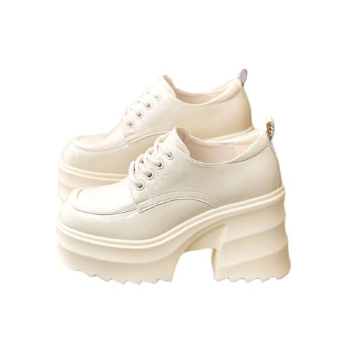 【✩】女性の厚底英国スタイルの小さな革の靴 ✩】厚底の女性の小さな革の靴、英国スタイル