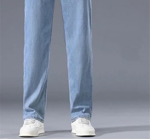 Men's Soft Lyocell Jeans, Loose Straight-Leg, Wide-Leg Trousers with a Drawstring Elastic Waist, Plus-Size Trousers2