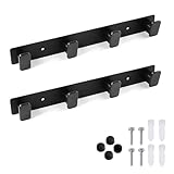 Dntorx 2 Pack Coat Hooks Wall Mounted, Black Coat Rack with 4 Hooks Heavy Duty Towel Hook Wall Hooks Organizer for Hanging Towels, Clothes, Bags, Hat