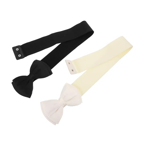 LIFKOME 2pcs Wide Stretchy Waist Belt - Elastic Bow Waistband Vintage Bowknot Cinch Belt for Women Girl Dress Jeans Accessory 75cm