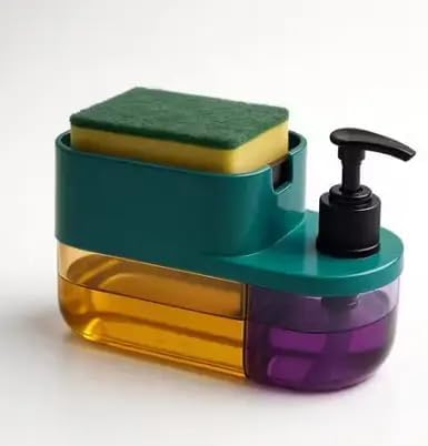 Homeaven 3-in-1 Soap Liquid Pump Dispenser, 350 ml, Green, Multi-Use for Kitchen Sink, Countertop, Bathroom, Handwash, Sanitizer, Shampoo, Foam
