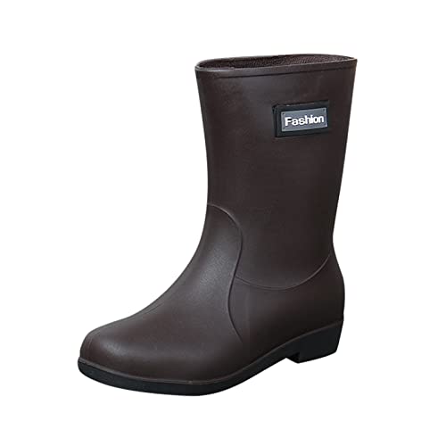 Bottes de pluie courtes femmes contre les pieds mouillés bottines en caoutchouc jardin marron