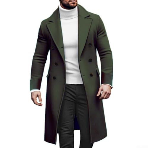 Gabardina clásica de doble botonadura para hombre, para salidas de invierno y uso diario (M verde militar)
