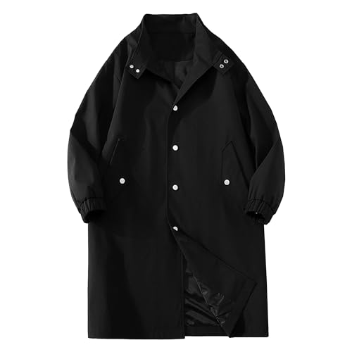 Mens Stylish Lightweight Windbreaker Overcoat Casual Fashion Long Trench Coat Single Breasted Long Jacket