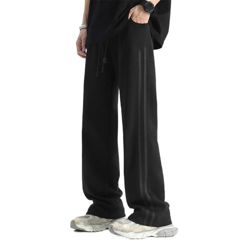 Men's Pants Spring Fall American Striped Casual Sport Wide-Leg Straight-Leg Loose Trouser for Men