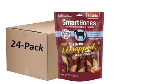 Image of SmartBones Chicken-Wrapped Sticks, Treat Your Dog to a Rawhide-Free Chew Made With Real Chicken and Vegetables, 8 Count (Pack of 24)
