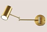DX26TS Industrial Adjustable Swing Arm Wall Lamp - Retro E27 Light Fixture for Home, Bar, Restaurant & Cafe in Golden Finish with White Light