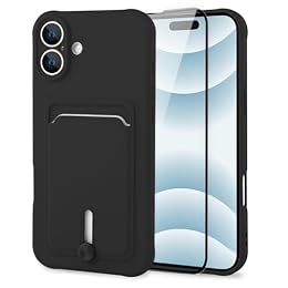 MZELQ Compatible with iPhone 16 Case Card Holder -Black