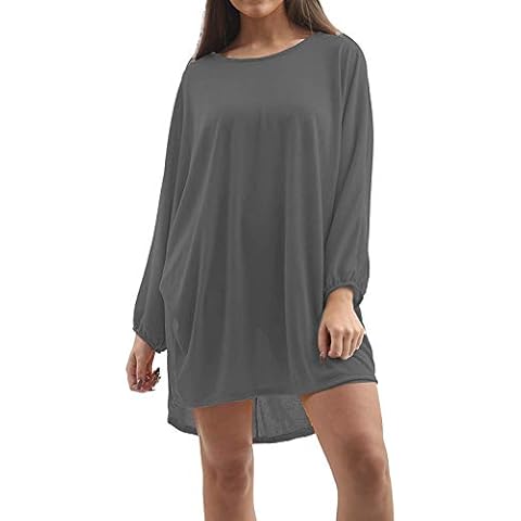 V15 Celebmodelook Fine Knitted Marl Batwing Sequin Angel Wings Back Solid Irregular Tunic Top (Charcoal Grey, ONE Size) Cover