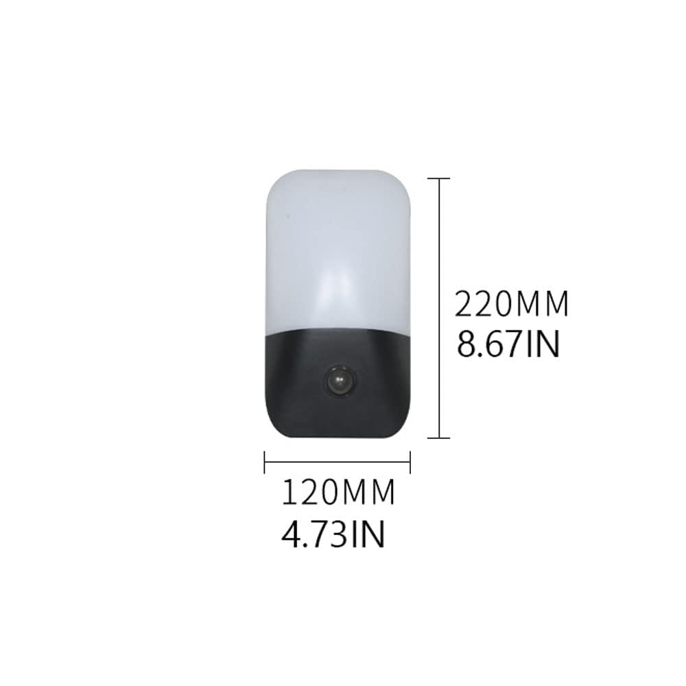 20 cm zewnętrzna lampa ścienna patio 2-pak LED 12 W czujnik ruchu kinkiet czarne wykończenie akrylowy klosz wodoodporny odporny na rdzę lampa zewnętrzna zewnętrzna przednia ganek montaż