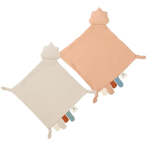 Image of insular Muslin Baby Lovey Security Blanket Soothing Towel (Pink Cloud&Khaki Cloud)