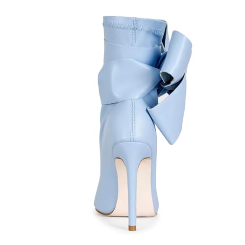 Maiyang Women Open Round Toe Side Bowknot Ankle Boots Pull on Stiletto High Heels Trendy Party Prom Daily Booties Size 4-16 US3