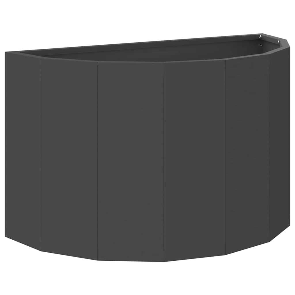 Pflanzkübel Schwarz 60 x 30 x 35 cm, Halbrunder Gartenpflanzer aus Stahl für Außenbereich, Modernes Metall Pflanzgefäß für Garten, Terrasse und Balkon, Stabiles Blumenbeet