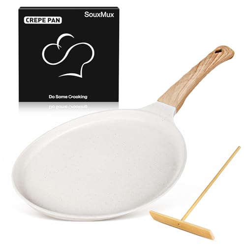SouxMux 11" Crepe Pan with Spreader, Ceramic Nonstick, Induction Ready