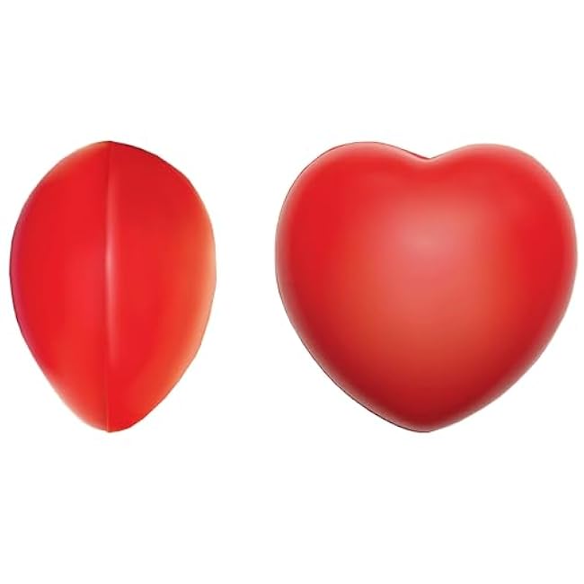 Rehabilitation Advantage 12-Pack Firm Red Heart Shaped Hand Exercisers. Grip Strength Therapy, Stress and Recovery Aid.