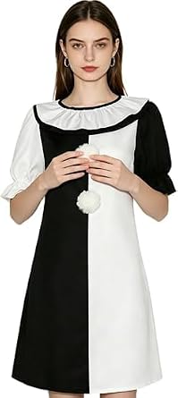 Women Dress Costume Halloween Cosplay Black White Dress