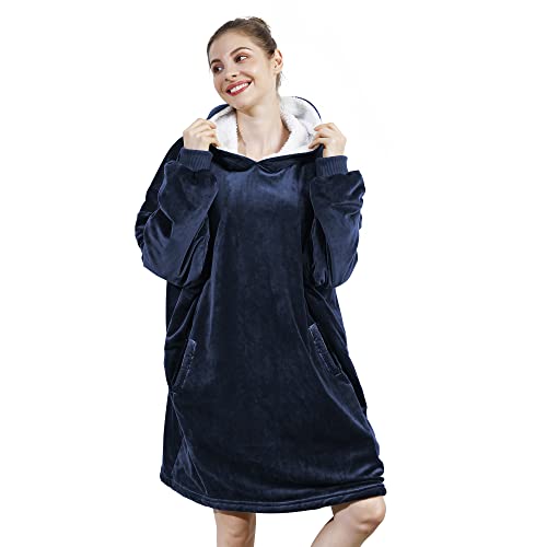 Amyhomie Blanket Sweatshirt,Oversized Sherpa Hooded Sweatshirt Blanket,Fleecehug Hoodie Wearable Blanket With Pocket For Adults & Kids & Teens #TOP5