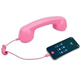 Oeedsns Retro Phone Handset for Type-C, Vintage Wired Plug in Handheld Cell Phone, Plug and Play for Call, with Volume Control & Mic, Noise Reduction, Landline Handle Receiver with Microphone (Pink)