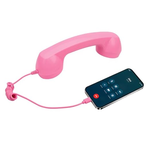 Oeedsns Retro Phone Handset for Type-C, Vintage Wired Plug in Handheld Cell Phone, Plug and Play for Call, with Volume Control & Mic, Noise Reduction, Landline Handle Receiver with Microphone (Pink)