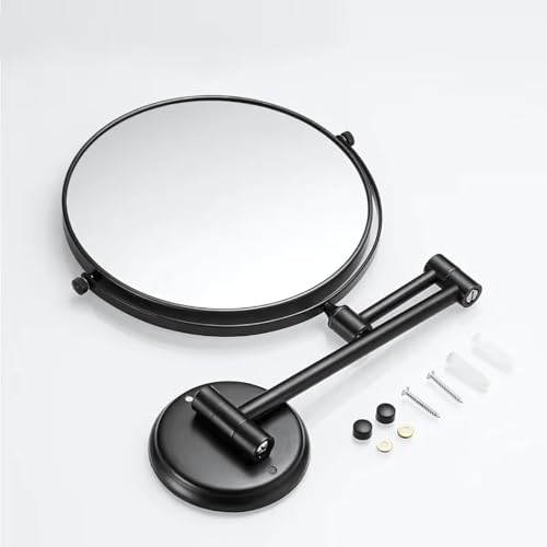 Image of Brass Dual Side Round Mirror for Bathroom 360 Swivel with Zoom View | Magnifying Shaving Makeup Vanity Mirror Wall Mounted (Black)