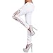 Produktbild Zarupeng Spitze Hohle Leggings, Mode Damen Tights Sportleggings Casual Blumen Spitze Low Taille Jeans Skinny Aushöhlen Lange Hüfthoch Hosen (M, Weiß)