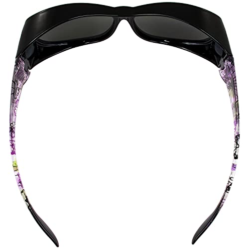 Global Vision Eyewear Fanfare2 Fit Over the Glasses Purple Women's Floral Frame Sunglasses with Smoke Lens3