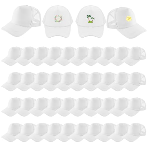 Image of 40 Pack Sublimation Blank Trucker Hat Bulk Wholesale Mesh Baseball Cap for Women Men DIY Hat Bar Party