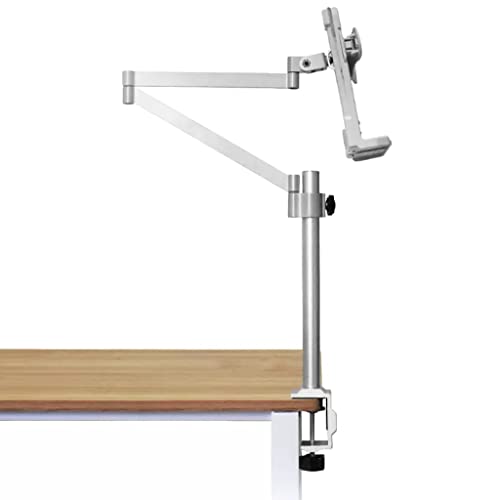 Supporto per libri regolabile con morsetto, supporto per libri di cucina da tavolo per lettura a mani libere, supporto per laptop in alluminio per scrivania e uso laterale da tavolo