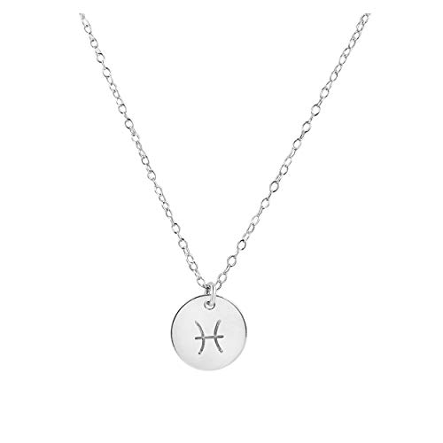 Jewelry Silver Pisces Necklace, 20" + 2" Extender, Astrology Charm Necklace with Zodiac Sign Pendant, Birthday or Anniversary Gift for Women and Men, Good Luck Charm