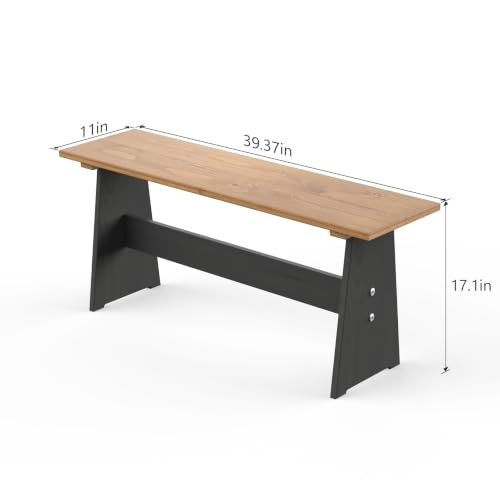 Image of Bench for Pain Breakfast Nook Table Set - Solid Wood Kitchen Nook Dining Bench for Corner Dining Table Set，2 People, Black