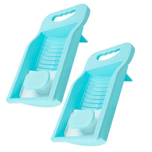 HOMSFOU Planche à laver pratique 2 pièces en PP bleu, avec poignée ergonomique, adaptée lavage manuel des soutiens-gorge et chaussettes, parfaite pour tâches ménagères