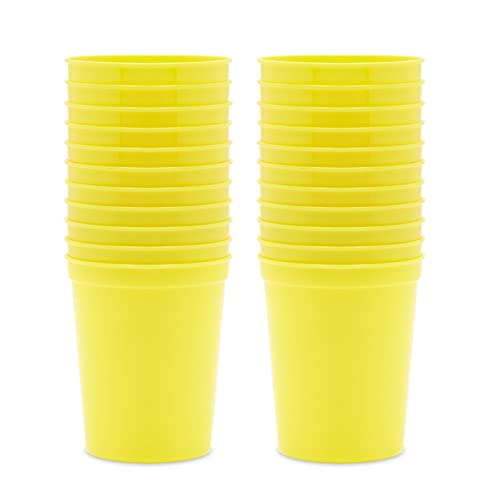Blue Panda 24-Pack 16-Ounce Yellow Plastic Stadium Cups, Bulk Reusable Tumblers For All Occasions And Celebrations #TOP4