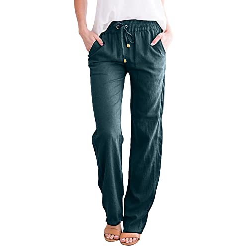 Pantalon en lin femme motif teckel léger anti-transpiration été