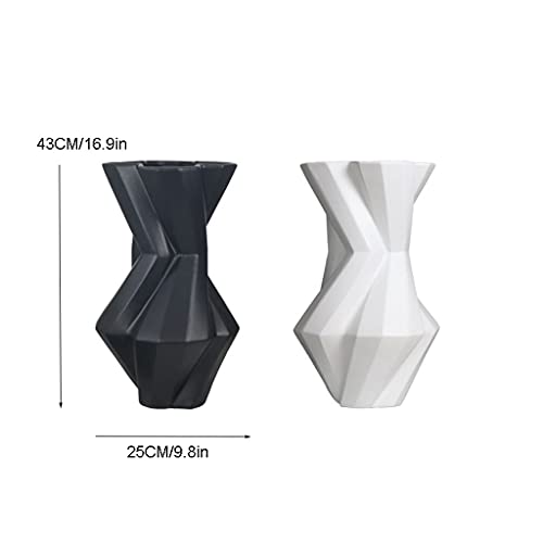 Vase en céramique géométrique blanc, décoration de maison moderne - 3