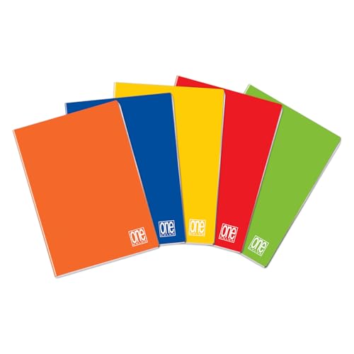 Blasetti One Color - Set Essenziale da 5 Maxi Quaderni formato A4 (21Cm X 29,7Cm) - Rigatura 10M, con Quadretti da 1 cm – Carta 80G/Mq – Colori Assortiti - Confezione da 5 Pezzi