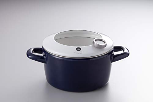 MOCOMICHI HAYAMI 速水もこみち ホーロー ミニ天ぷら鍋 両手16cm（温度計付） ネイビー